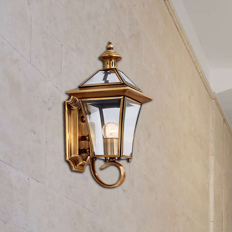 Brass Birdcage Wall Lamp Traditionalist Metal 1 Light Balcony Wall Mount Lighting, 14"/15" Tall