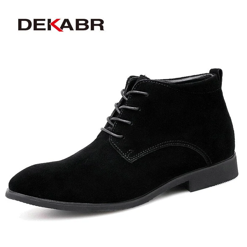 DEKABR Handmade Men Boots Cow Suede Men Casual Fahsion Ankle Boots Brand Outdoor Comfortable Men Chelsea Boots For Men Footwear