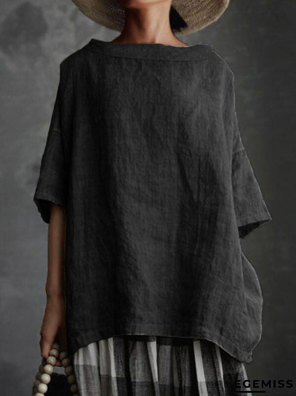 Casual Cotton Solid Shirts & Tops Linen | EGEMISS