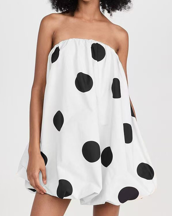 Polka Dot Strapless A-Line Mini Dress