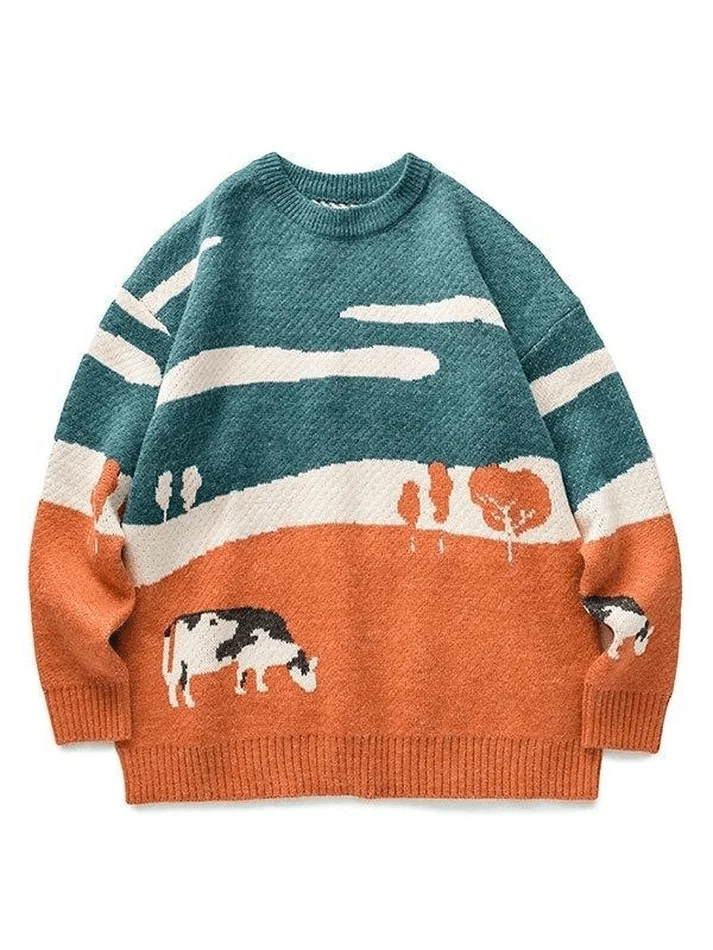 Brownm Farm Land Jacquard Knit Sweater