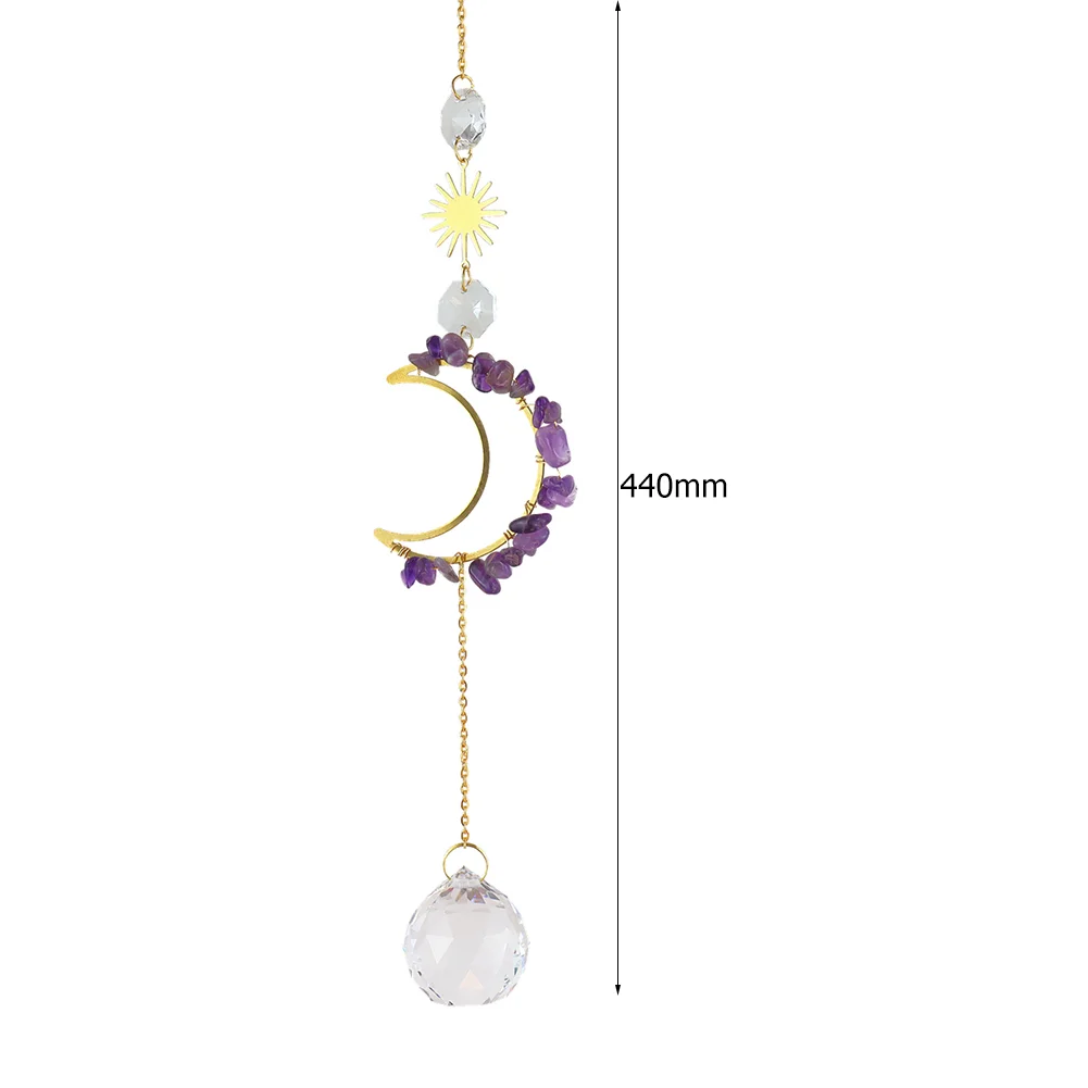 Crystal Windchime Dream Catchers Moon Flower Chandelier Home Decor (Purple)