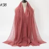 Pleated Linen Cotton Scarf Woolen Edge Women Hijab Shawl