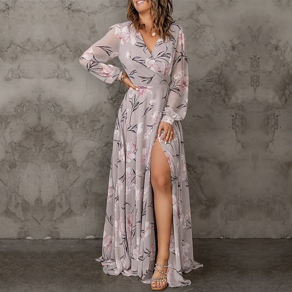 Sweet Long Sleeve Pink Maxi Dress