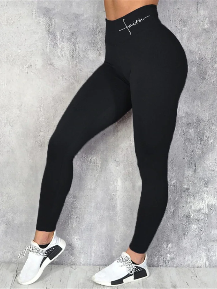 Faith Cross High Rise Strechy Leggings