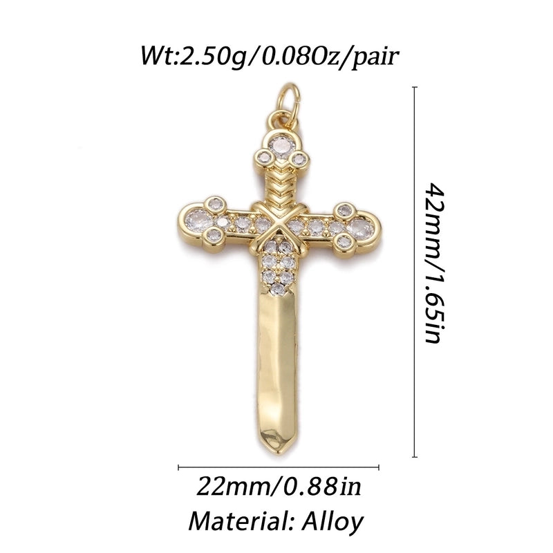 1 Piece Copper Zircon Cross Pendant
