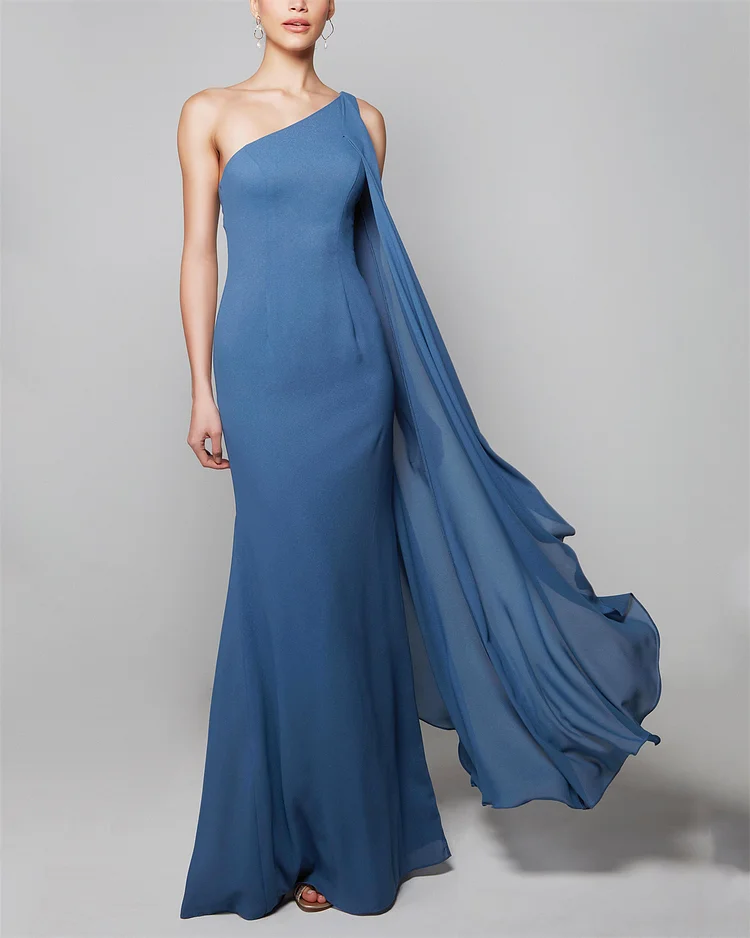 women's Blue Sleeveless Chiffon Dress - 01