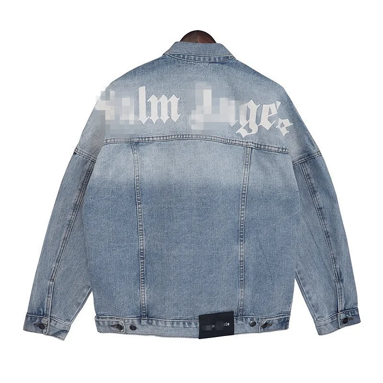 Palm Angle Jacket Palm Angels Jacket Letter Logo Patterned Denim Jacket Men and Women