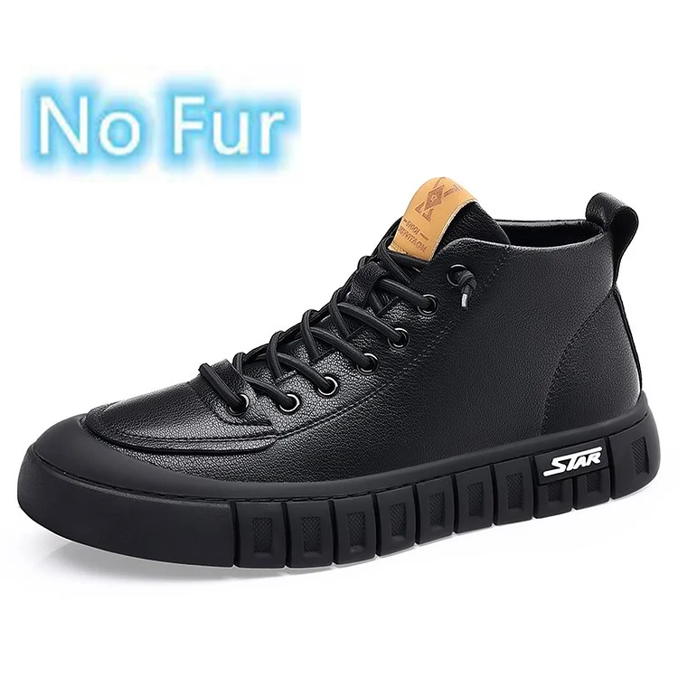 Gregorysupply Hot Sale Mens Sneakers Warm Plush Fur Winter Boots Autumn Winter Boots High Top Casual Leather Shoes Genuine Leather Ankle Boots