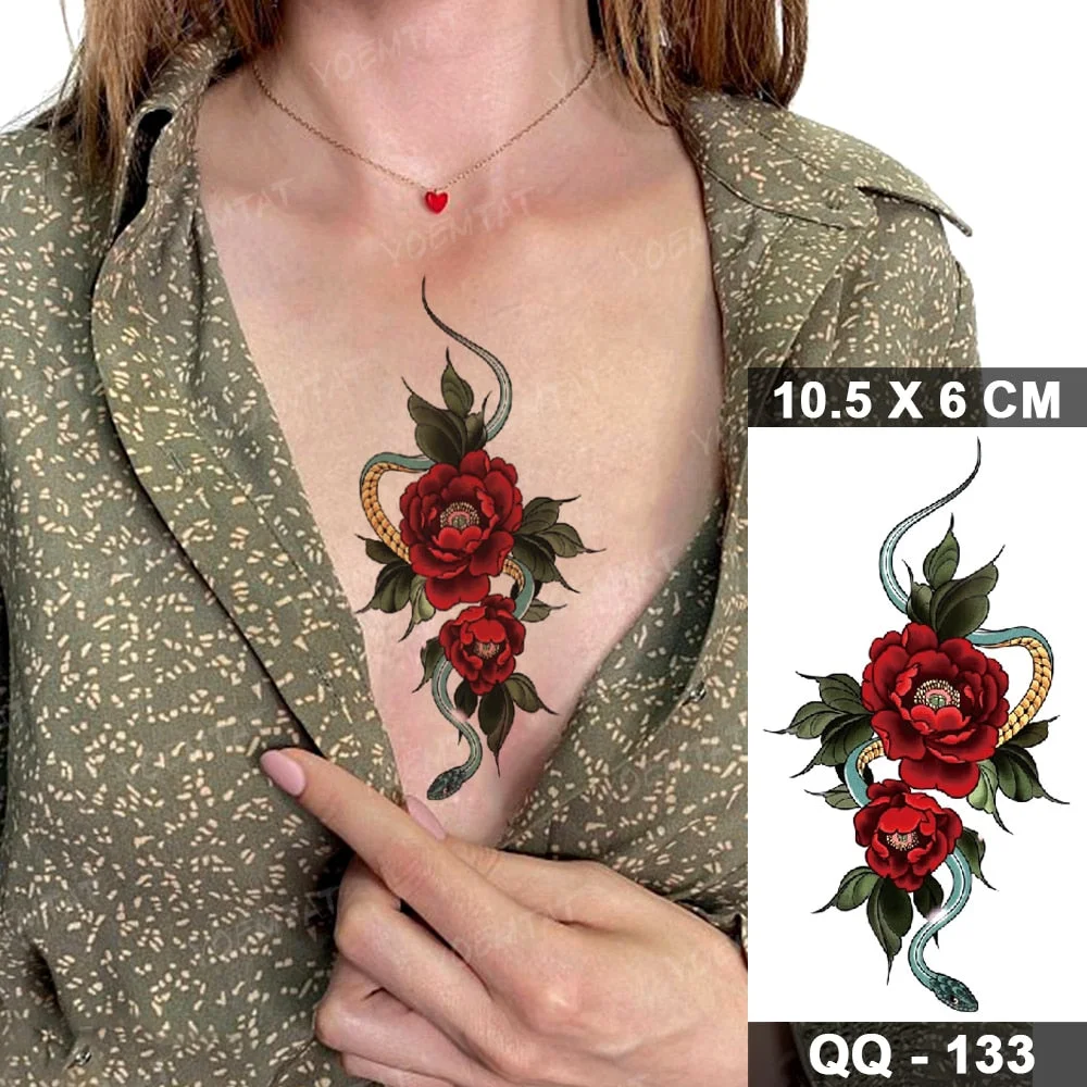 Transfer Temporary Tattoo Stickers Butterfly Flower Realistic Sexy Flash Tatoo Women Men Arm Waist Line Body Art Fake Tatto Cool