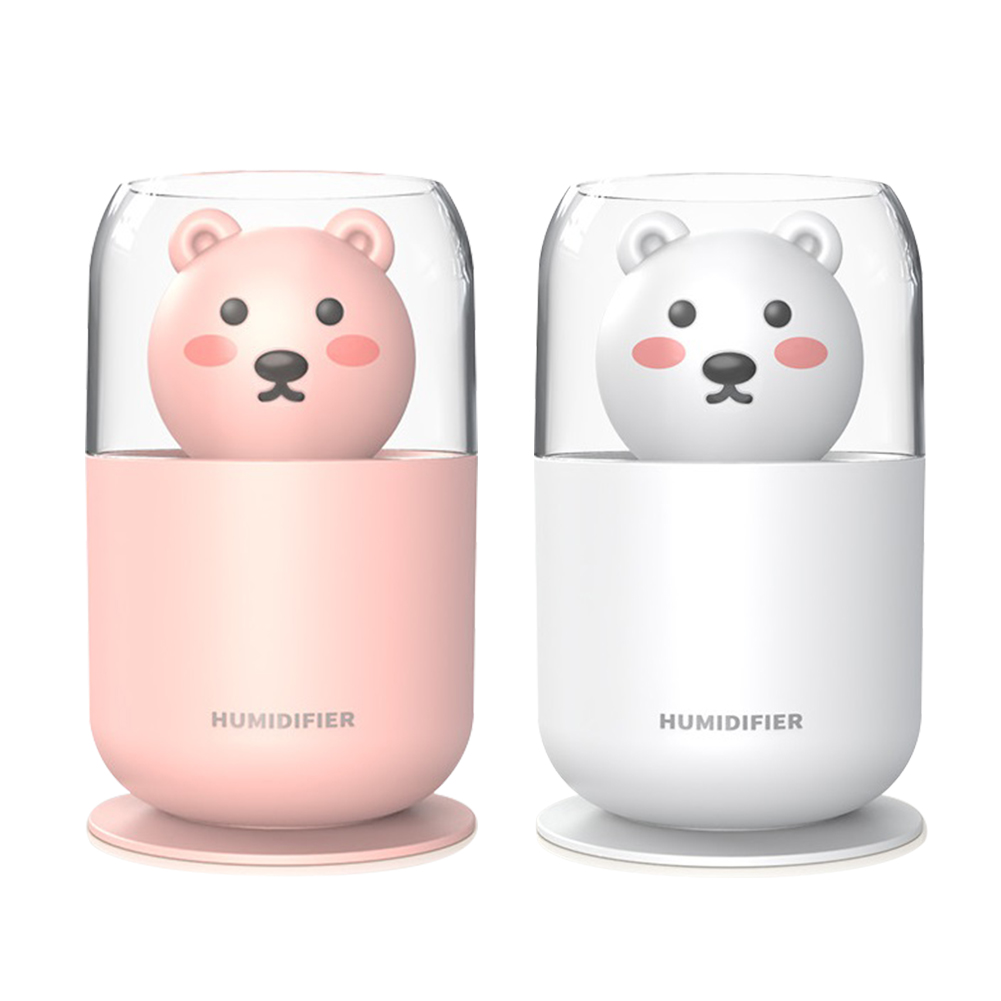 

Cartoon Bear Air Humidifier 300ML Home Car USB Mist Maker with Night Lamp, White, 501 Original