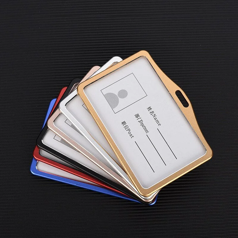 Men Women ID Bank Credit Card Holder Wallet Cute Students Bus Card Case Metal Identity Badge Lanyard Protector Cards Cover
