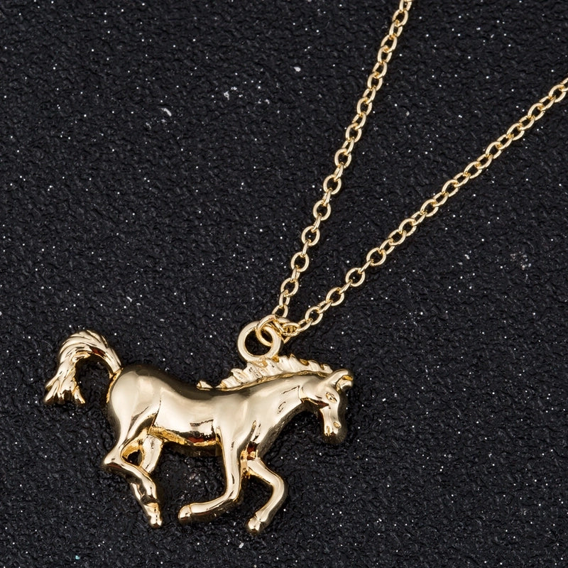Fashion Korean Style  Horse Copper Plating Gold Plated Silver Plated Pendant Necklace