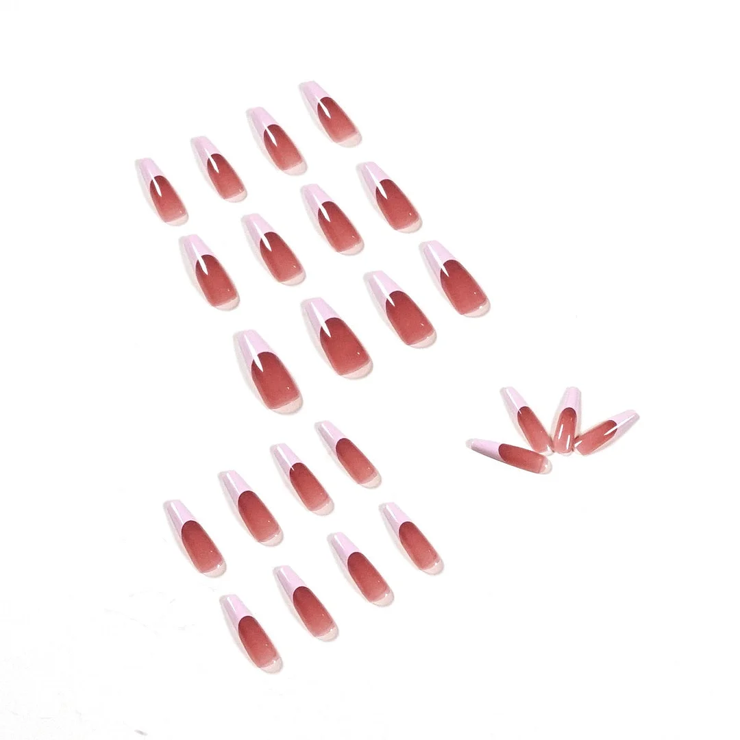 Fake Nails Pink French Full Cover Fake Nails DIY Glue Press On Nails Nail Supplies For Professionals-Nail Inspo