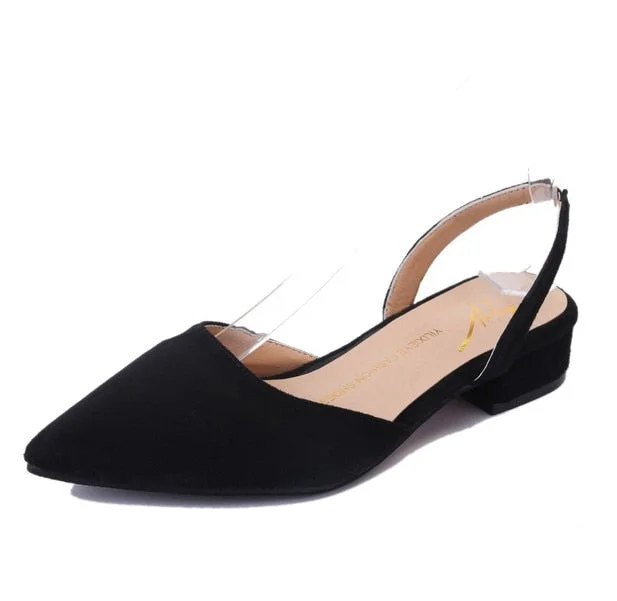 new women sandals med heels 3cm ladies shoes pointy shallow suede sandals 2018 summer word buckle slip on shoes