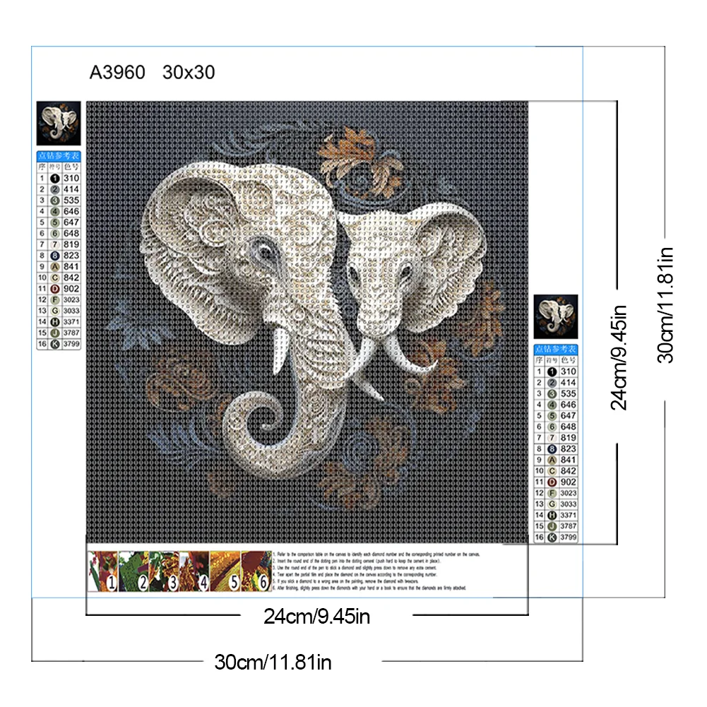 Diamond Painting - Full Round Drill - Elephant(Canvas|30*30cm)