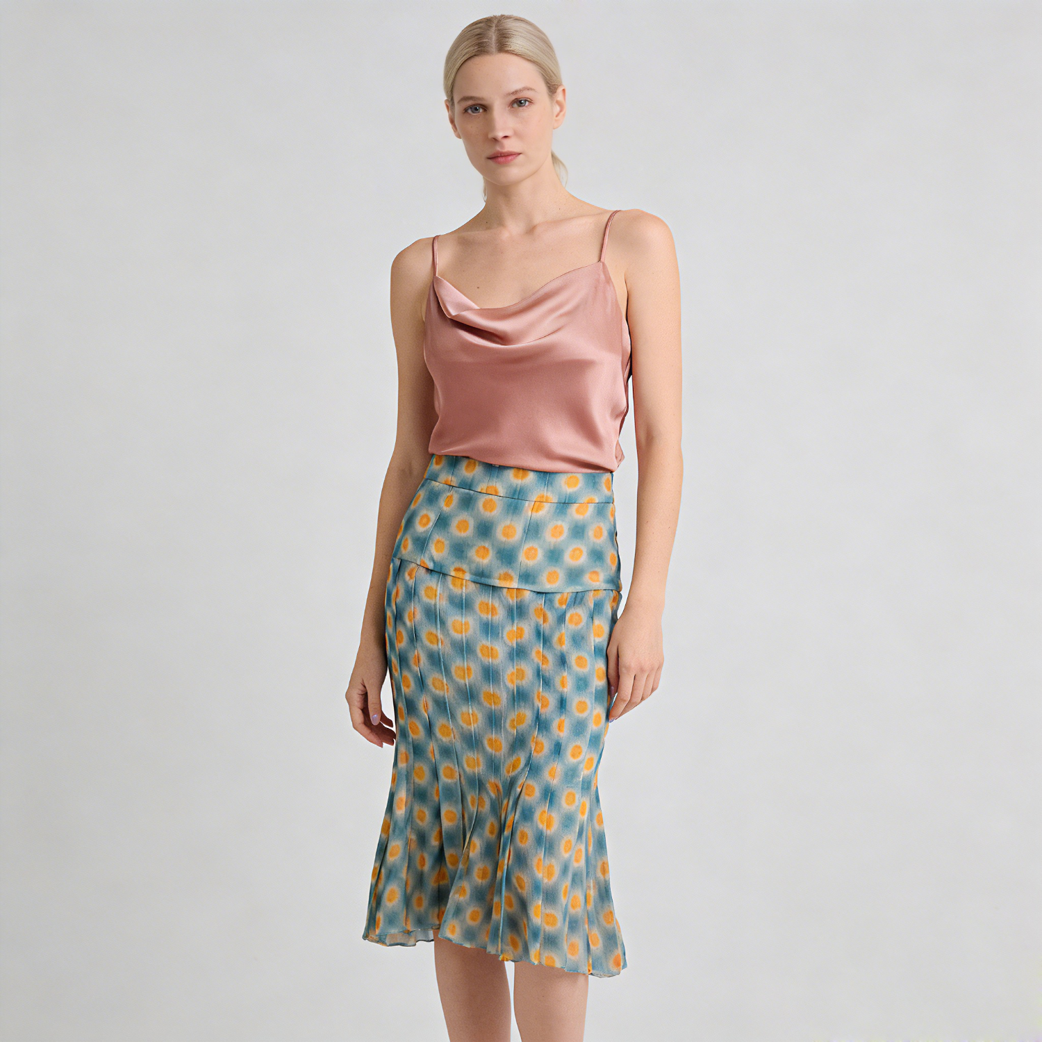 Elegant Silk Skirt Midi Printed   REAL SILK LIFE