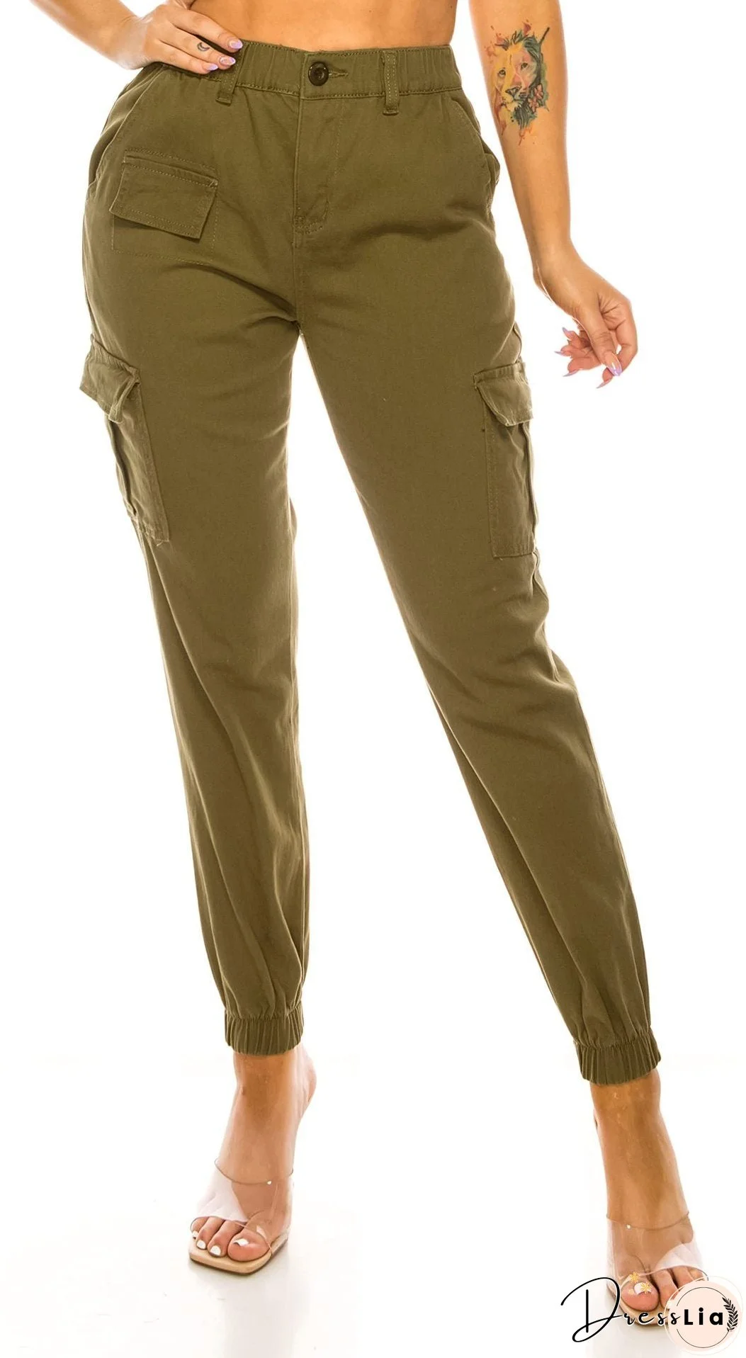 Women's Outdoor Overalls Design Elastic Waist Casual Pants