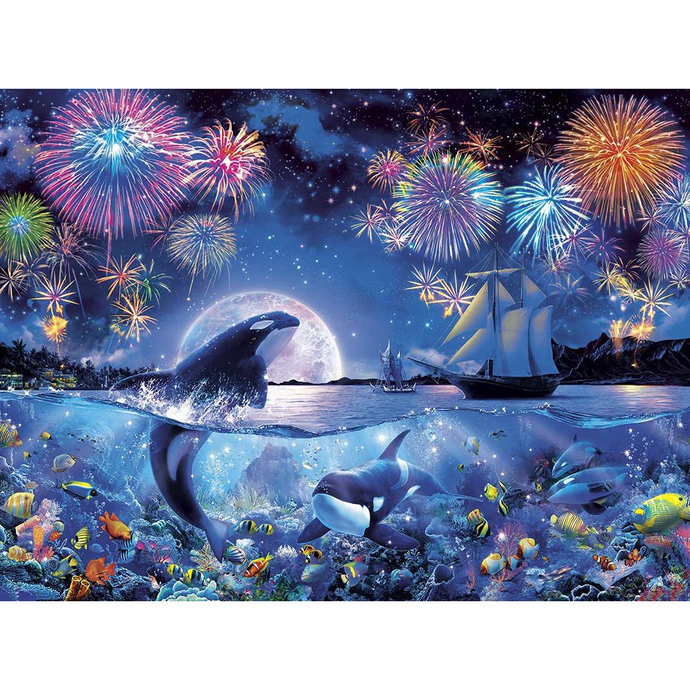 

30x40cm Round Drill Diamond Painting-Fireworks Undersea World, 501 Original