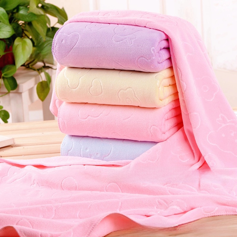 Microfiber Bath Towel Embossed Bear Factory Gift Children Strong Absorbent Soft Thick Beach Towel