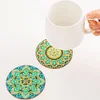 6pcs DIY Anti Slip Green Mandala Coasters Stackable Creative for Tabletop Protection