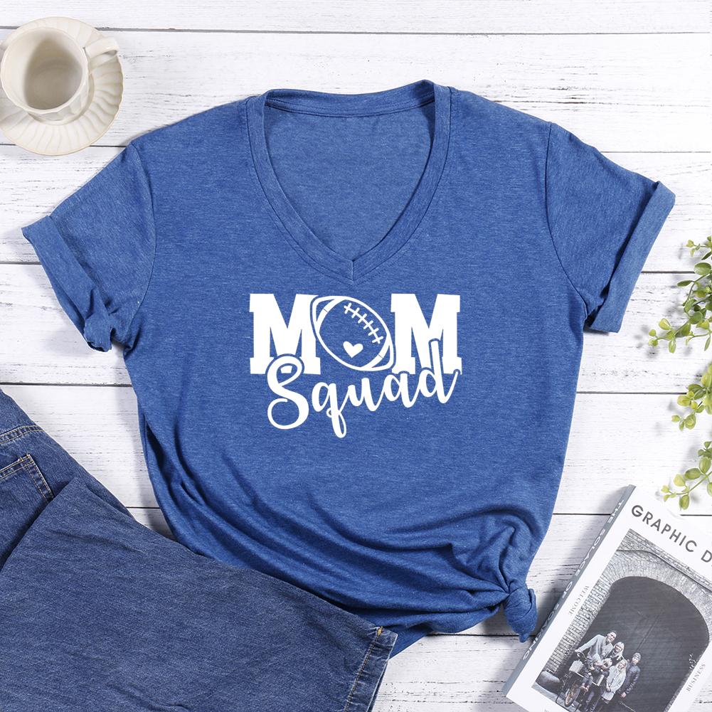 Football Mom Squad V-neck T Shirt-Guru-buzz
