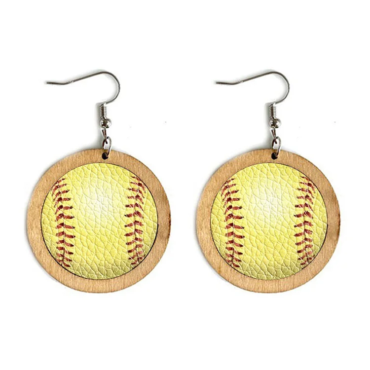 Leather Baseball Earrings for Women Sport Soccer Football Hook Earrings Jewelry