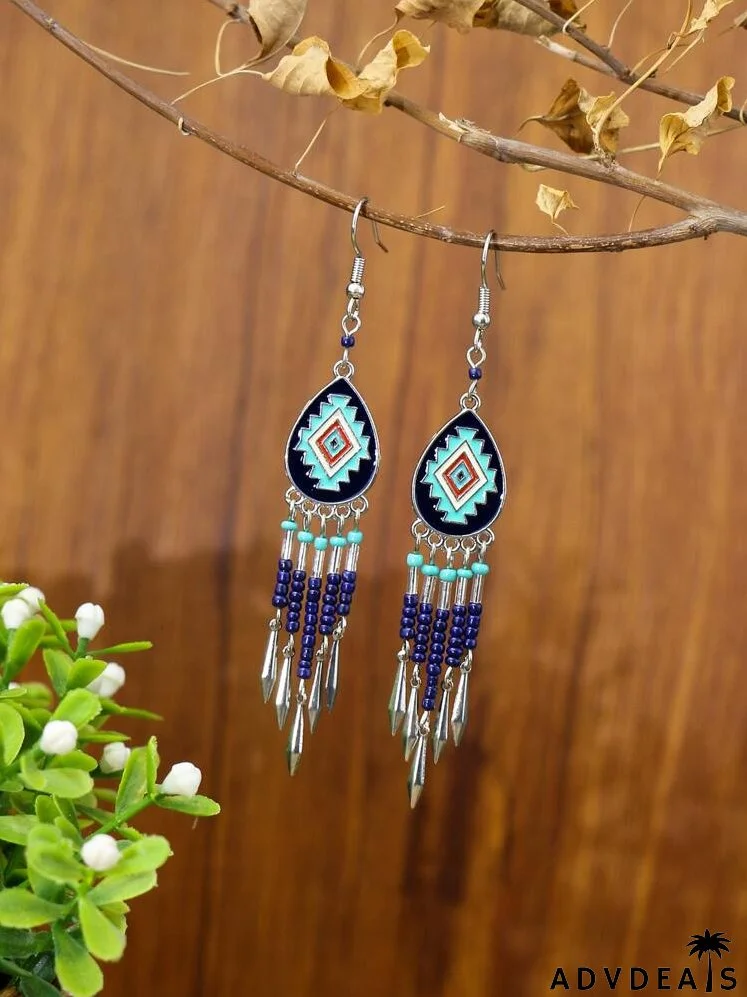 Beaded Tassel Drop Earrings