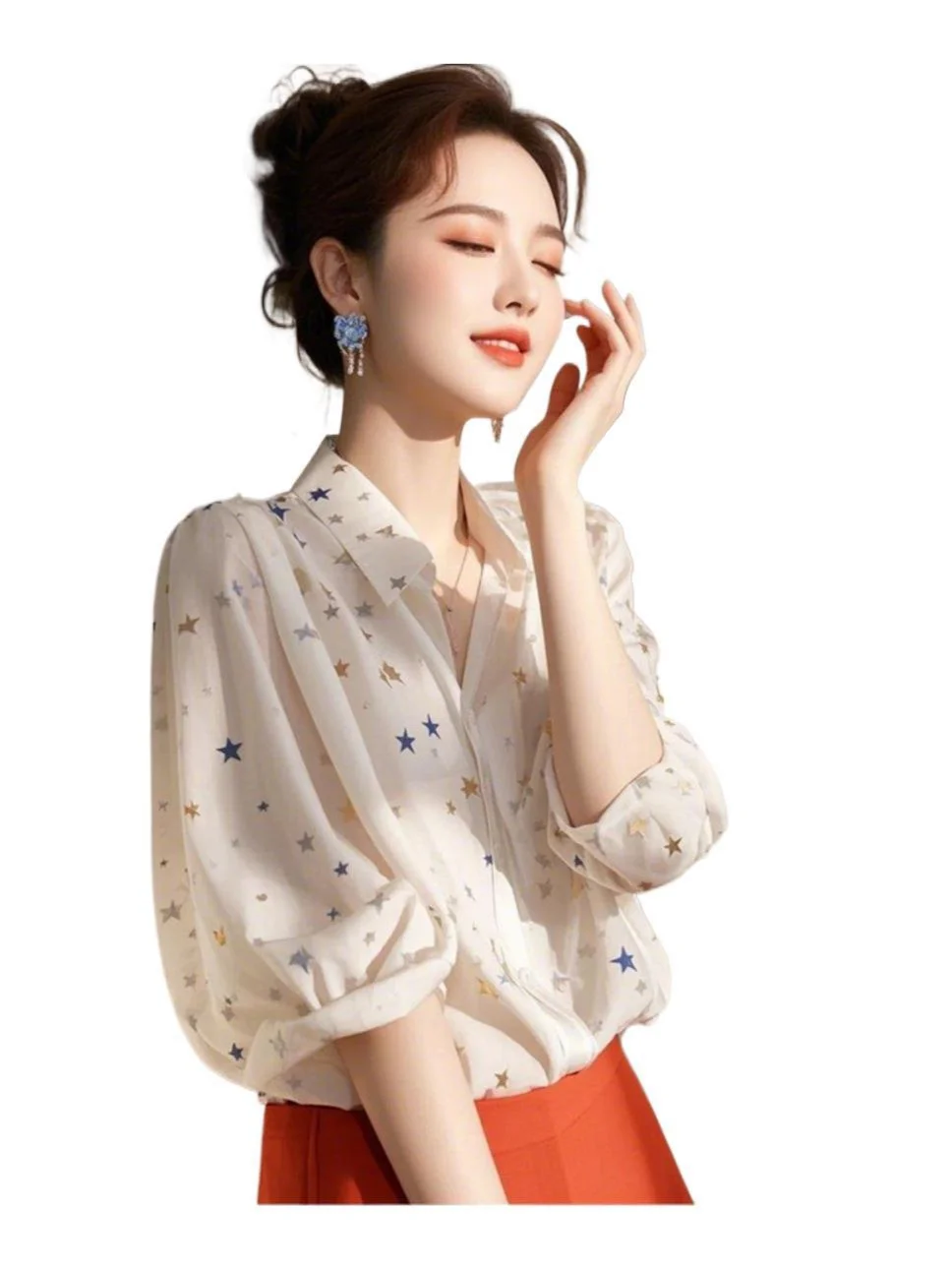 Athvotar Athvotar Light Luxury Loose Half-Sleeved Polo Collar Shirt Female Design Sense Of Small Spring And Autumn Single Special To Super Good-Looking Top