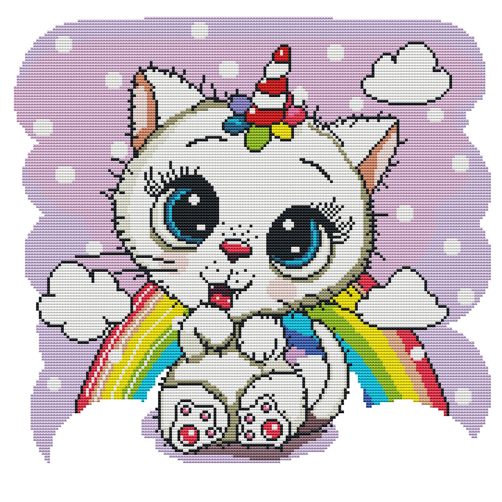 

Rainbow Cat - 11CT Stamped Cross Stitch - 46*46CM, 501 Original