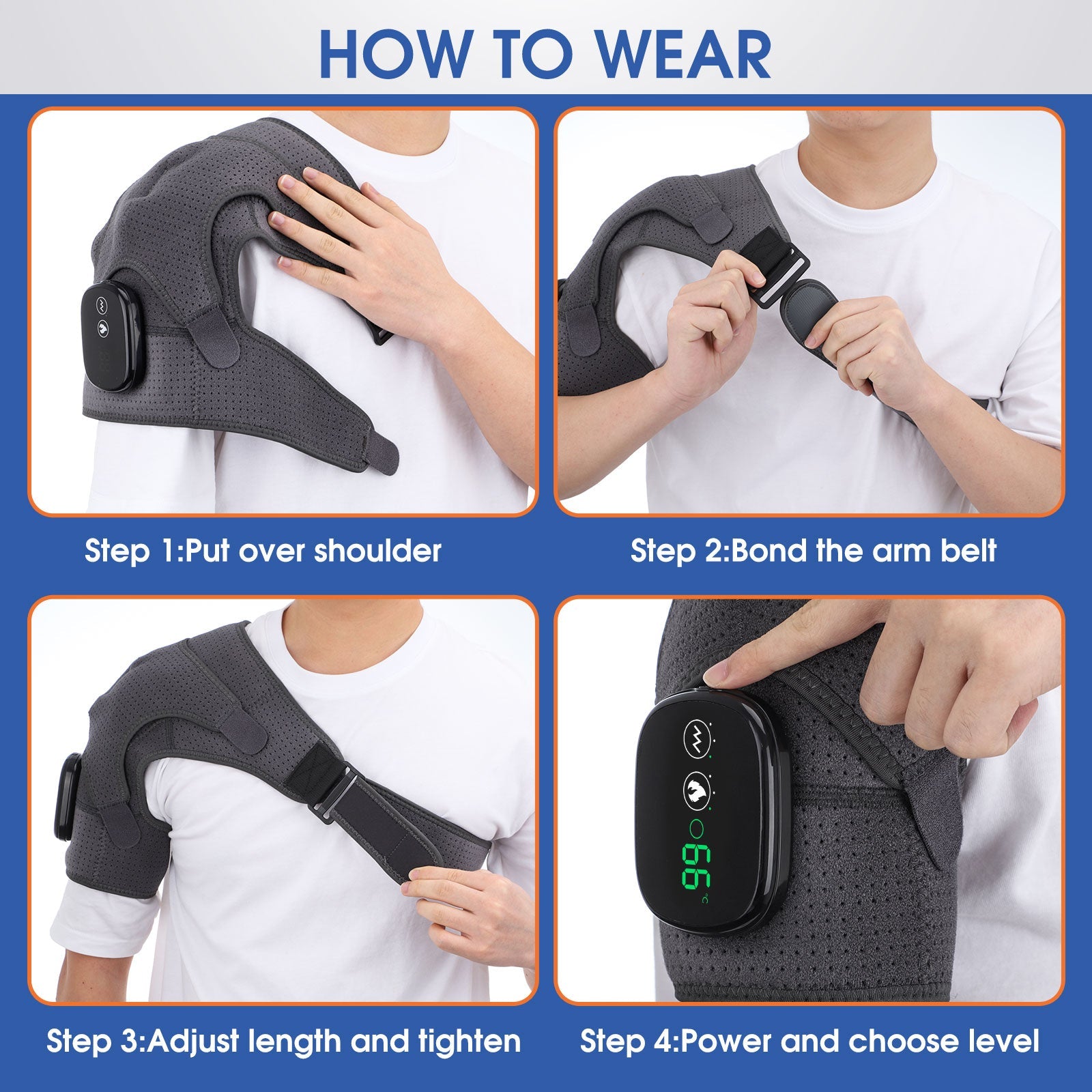 how-to-wear-heated-shoulder-brace-compression-for-bursitis-frozen-rotator-cuff