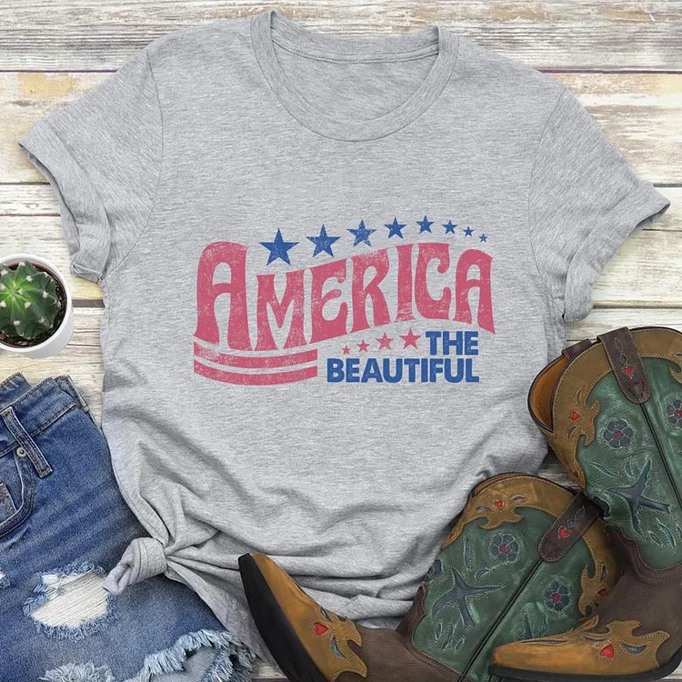 America the Beautiful Round Neck T-shirt-018179