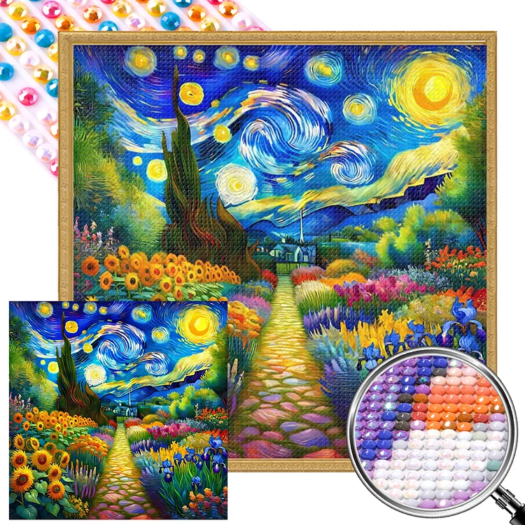 Partial AB Drill - Full Round Diamond Painting - Abstract Garden 40*40CM