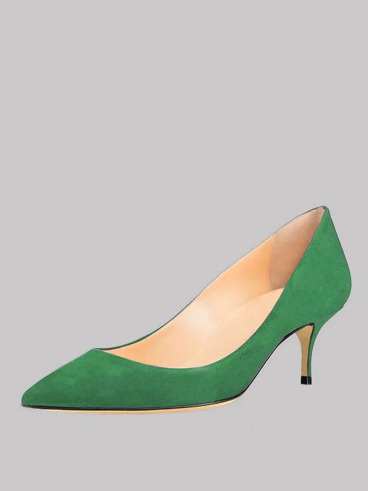 60mm Women's Kitten Apricot Bottom Classic Pointed Toe Daily Suede Pumps