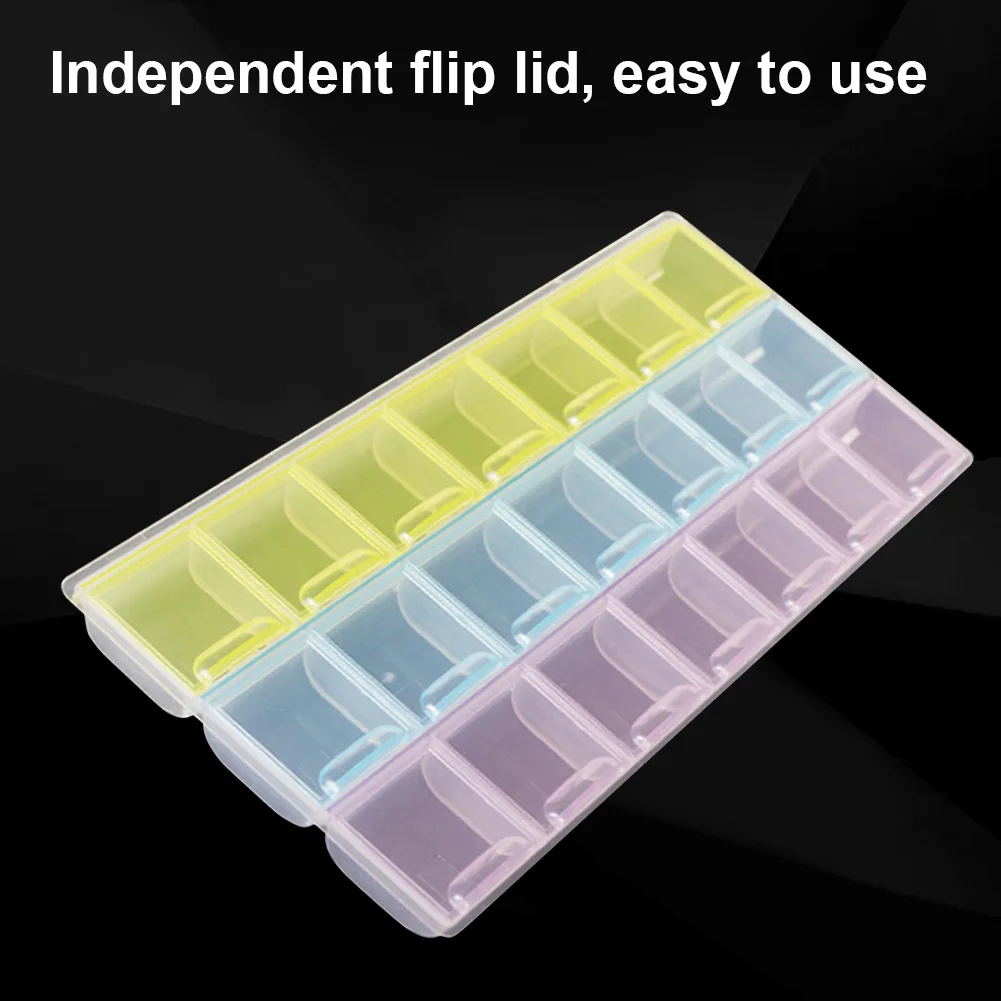 21 Grids Nail Art Storage Box Diamond Painting Crystal Beads Holder Case