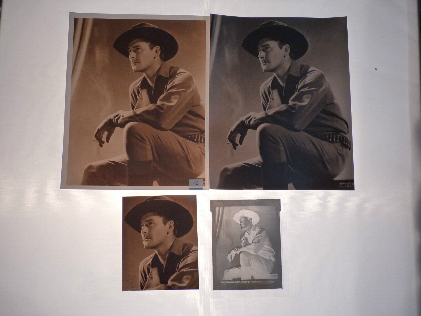 Errol Flynn Bogart Scott Virginia City Movie (3) Photo Poster painting (1) Negative Lot