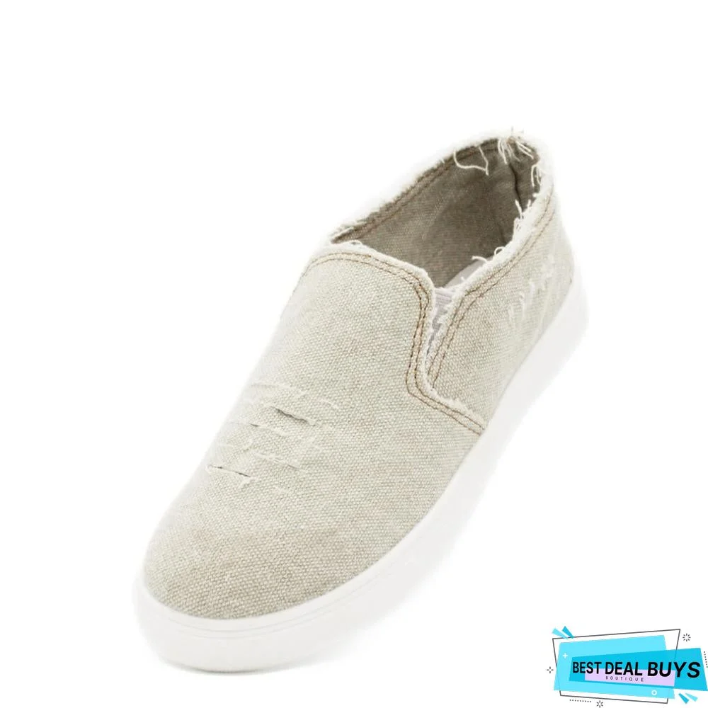 Women Denim Canvas Casual Platform Breathable Footwear Classic Loafers A Pedal Lazy Sneakers Shoes