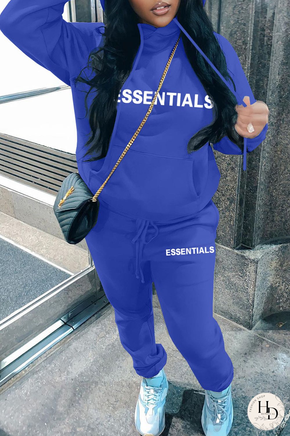 White Casual Print Patchwork Hooded Collar Long Sleeve Two Pieces