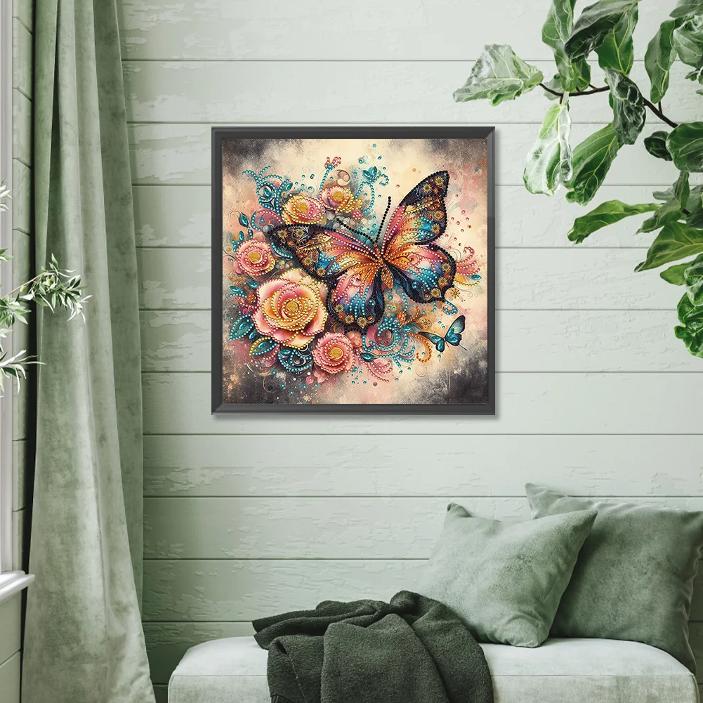 Diamond Painting - Partial Special Shaped Drill - Butterfly(Canvas|30*30cm)