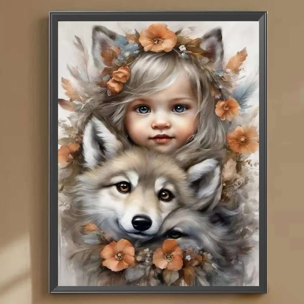 Diamond Painting - Full Round Drill - Cute Pet Girl(Canvas|30*40cm)