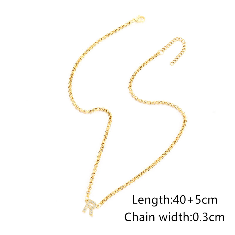 Minimalist Classic Style Letter 201 Stainless Steel Copper Zircon Women’s Pendant Necklace Men Pendant Necklaces