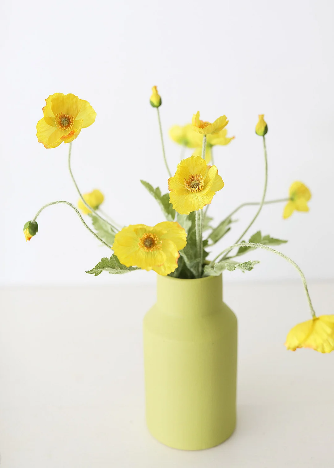 Yellow Fake Poppy Flowers - 23"
