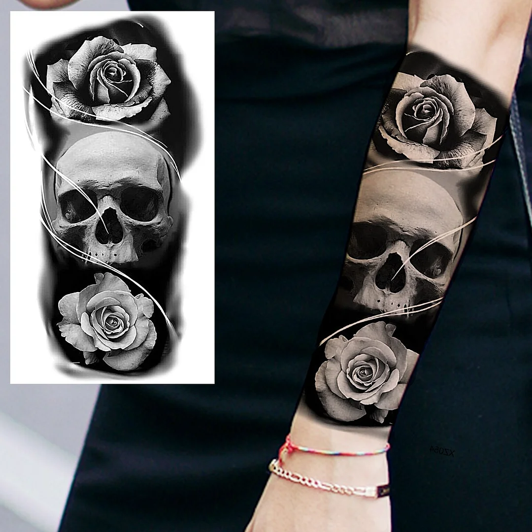 Sdrawing Praying Cross Temporary Tattoos For Men Adults Realistic Wolf Tiger Compass Skull Fake Tattoo Sticker Forearm Tatoos Arm