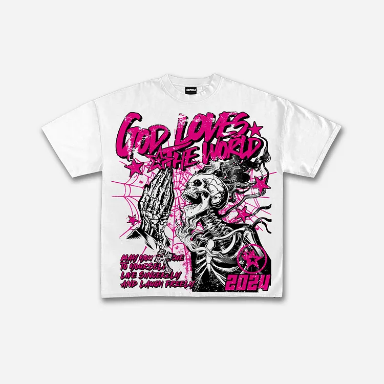 Street God Loves The World Graphic 100% T-shirt