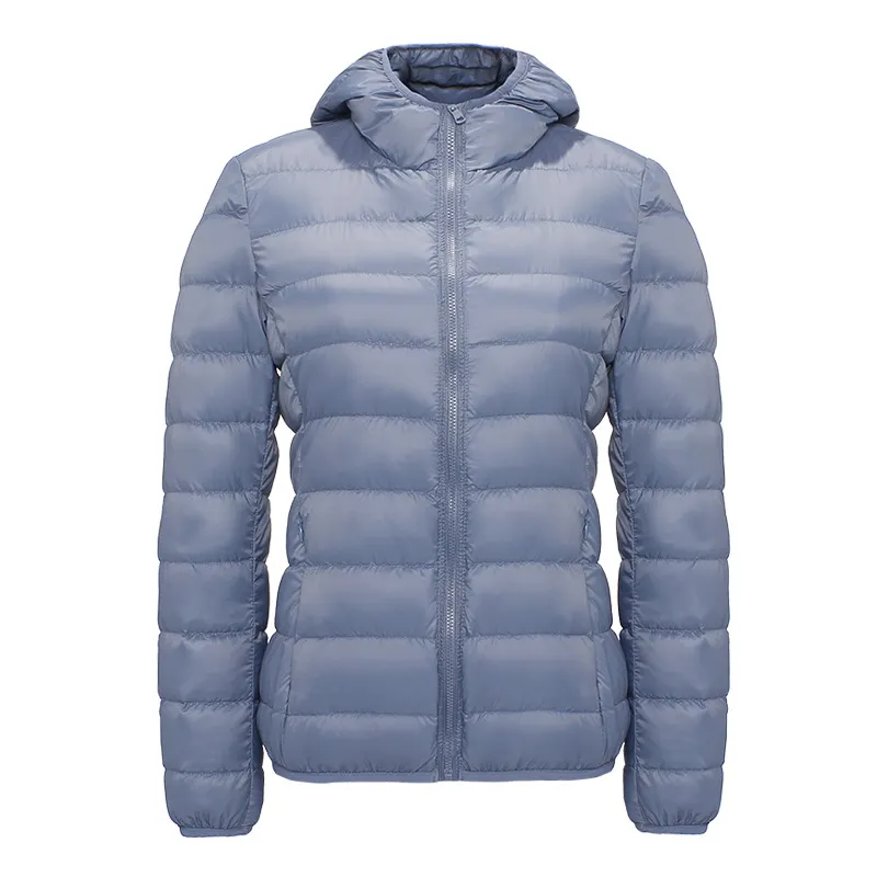 Uveng 2024 New Down Jacket Female Light Short Hooded Korean Version Large Size Slim Warm White Duck Down Pure Color Coat Tide