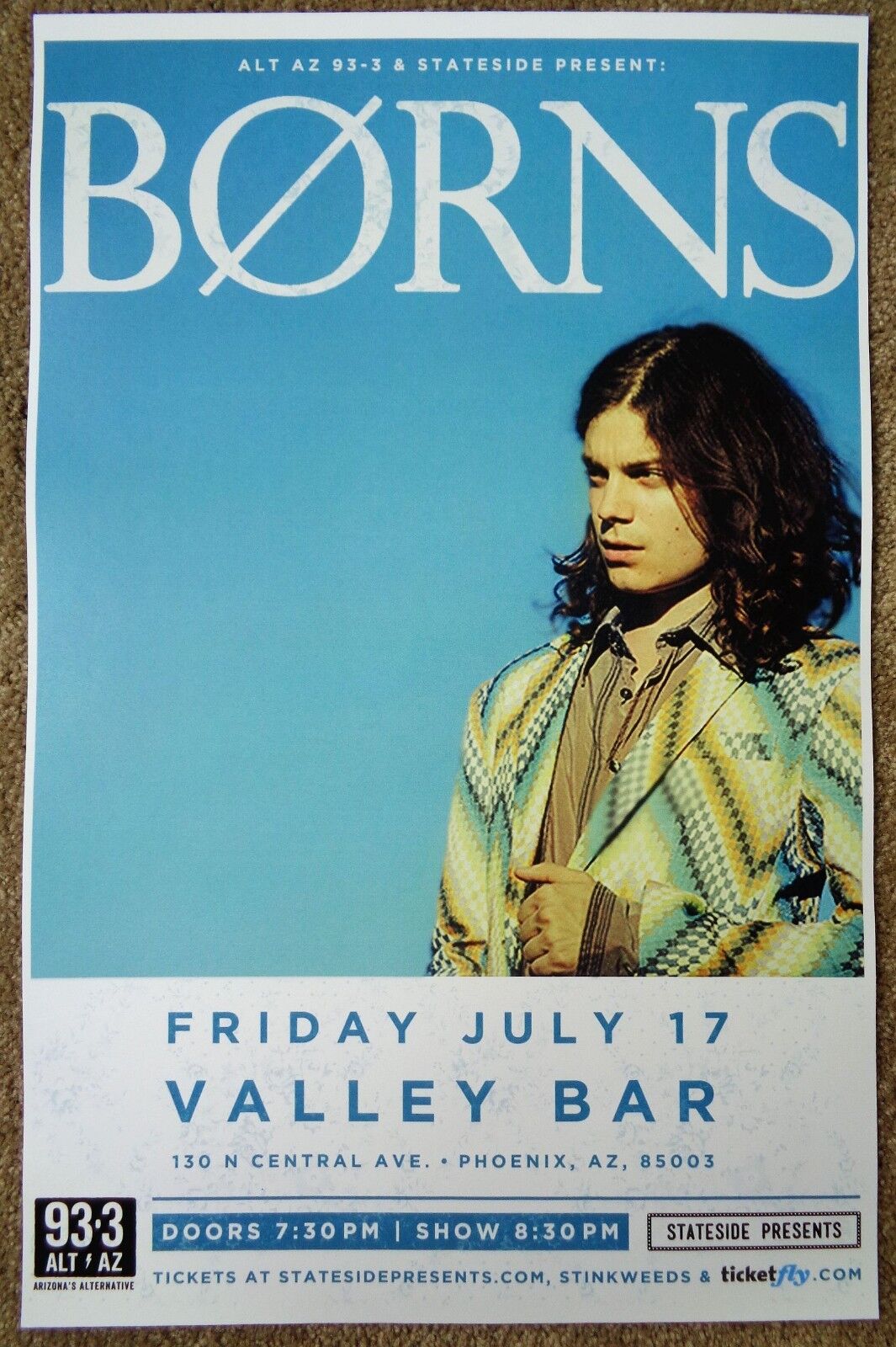 B?RNS Garrett BORNS 2015 Gig POSTER Phoenix Arizona Concert