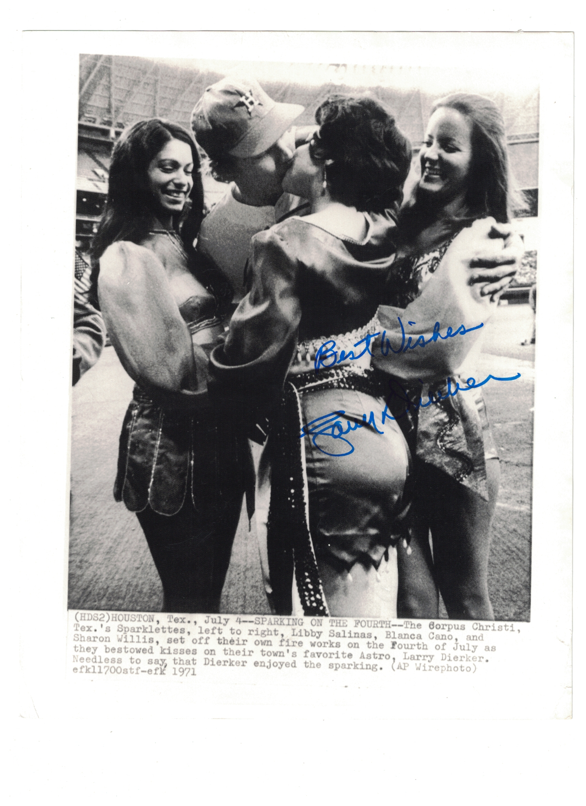 Larry Dierker Houston Astros Kissing Girls Signed 8x10 Photo Poster painting W/Our COA RH1