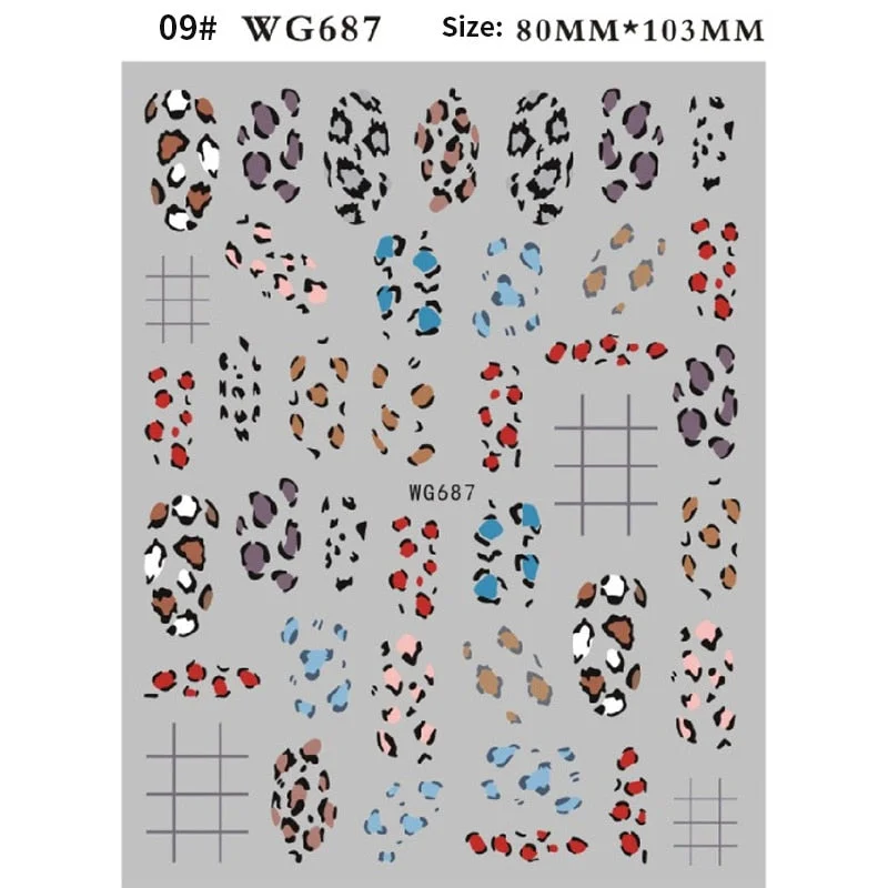 1PC Black White Milk Cow Pattern 3D Nail Stickers Geometrics Lines Leopard Milk Cows Decals Sliders Wraps DIY Decorarion