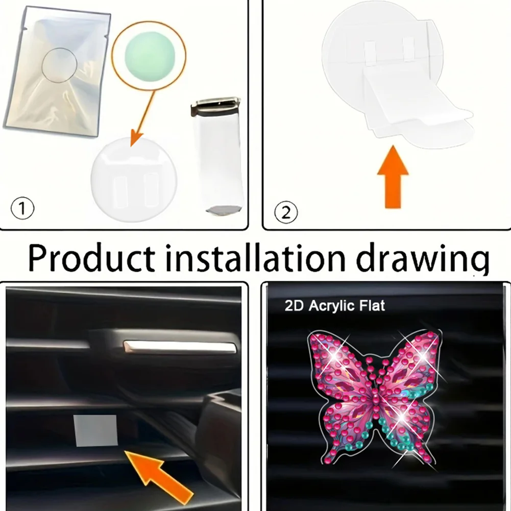 4pc Butterfly DIY Diamond Painting Car Air Vent Clip Air Freshener for Adults