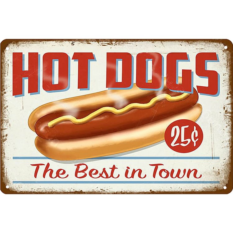 Délicieux hot-dogs - Enseigne Vintage Métallique/enseignes en bois - 20*30cm/30*40cm